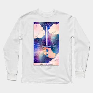 Ace Of Swords - Tarot Card Print - Minor Arcana Long Sleeve T-Shirt